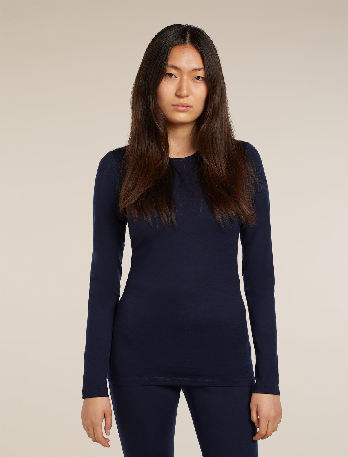 Women's Merino 200 Oasis Long Sleeve Crewe Thermal Top Midnight Navy - 1