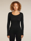 Women's Merino 200 Oasis Long Sleeve Scoop Thermal Top Black - 1