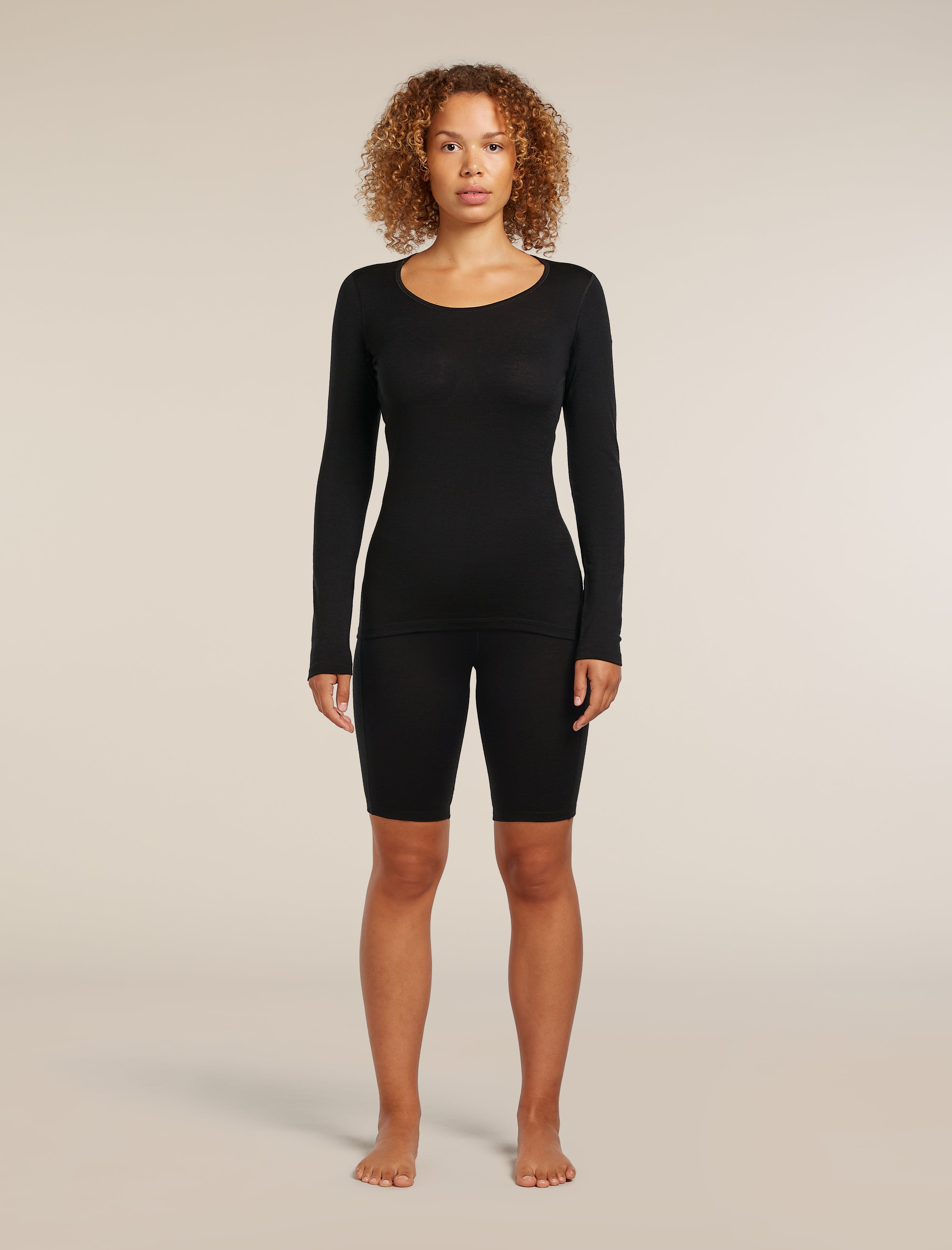 ICEBREAKER oasis 200 M ブラック Women's Merino 200 Oasis Long Sleeve Scoop Thermal Top Black
