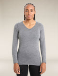 Women's Merino 200 Oasis Long Sleeve V Neck Thermal Top Gritstone Heather - 1
