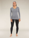 Women's Merino 200 Oasis Long Sleeve V Neck Thermal Top Gritstone Heather - 4