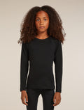 Kids’ Merino 200 Oasis Long Sleeve Crewe Thermal Top Black - 1