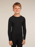Kids’ Merino 200 Oasis Long Sleeve Crewe Thermal Top Black - 1