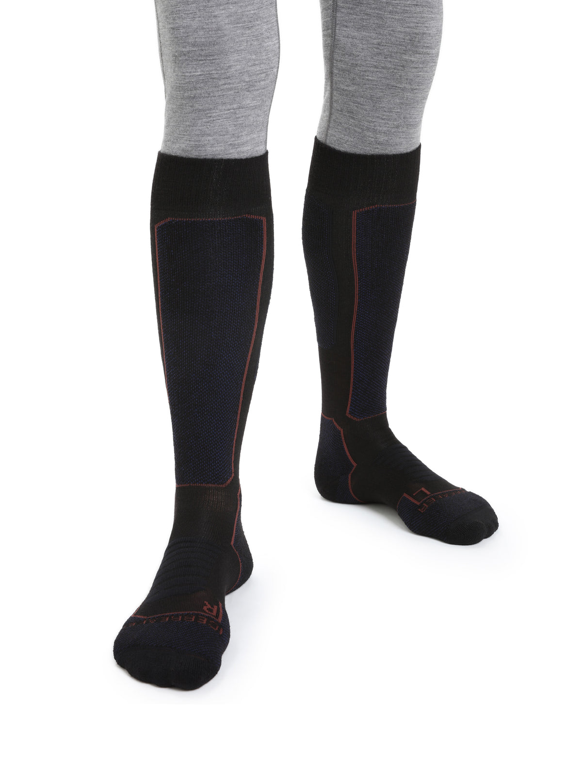 Men's Merino Ski+ Medium Over the Calf Socks Black/Royal Navy - 1