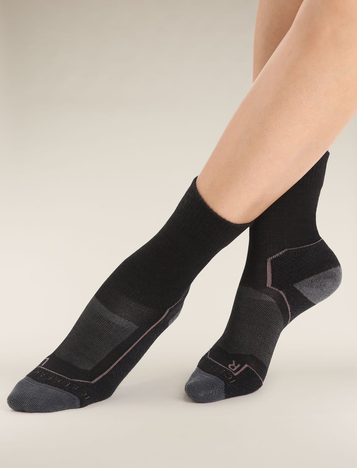 Women's Merino Hike+ Light Crew Socks Black/Monsoon - 1