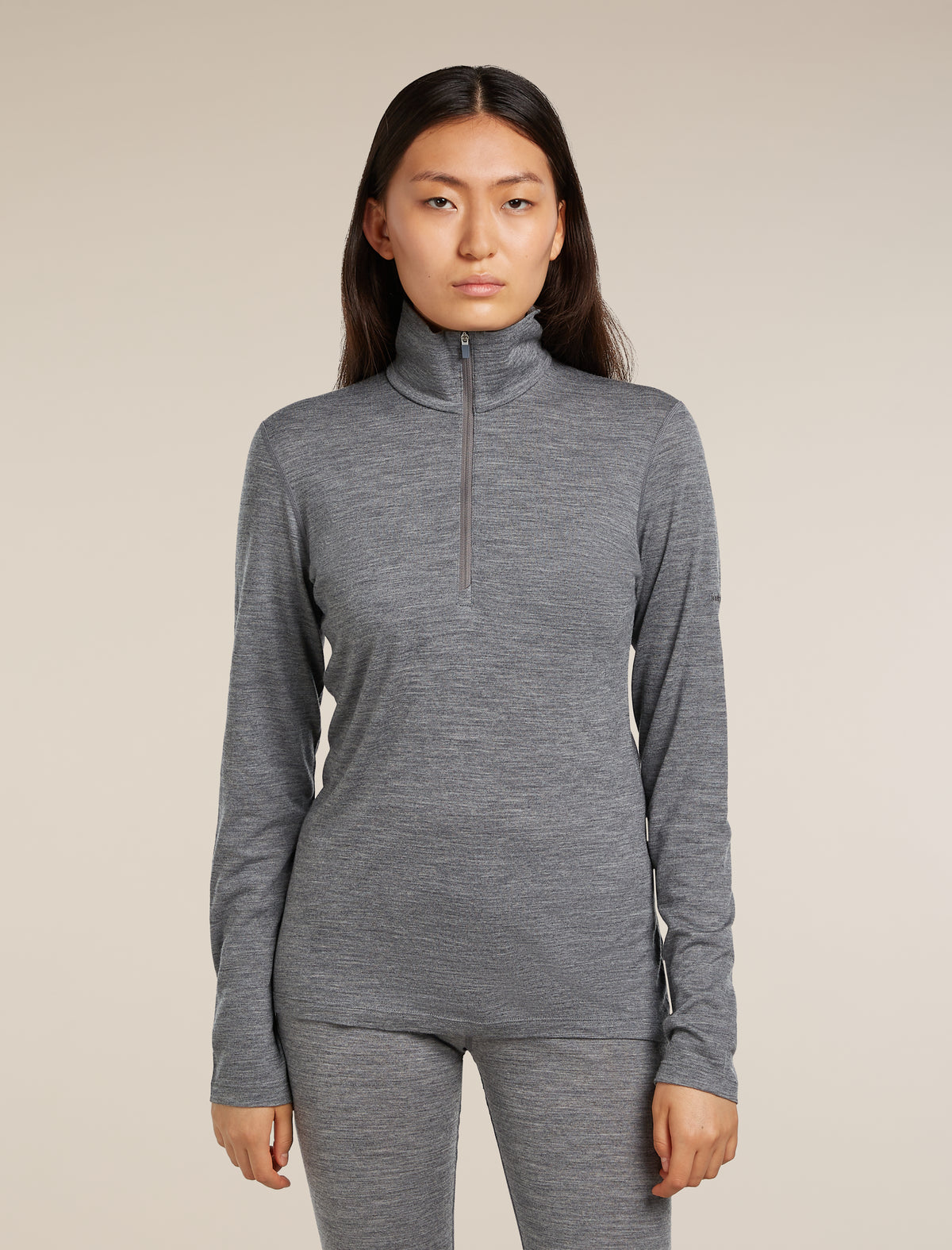 Women's Merino 200 Oasis Long Sleeve Half Zip Thermal Top Gritstone Heather - 1