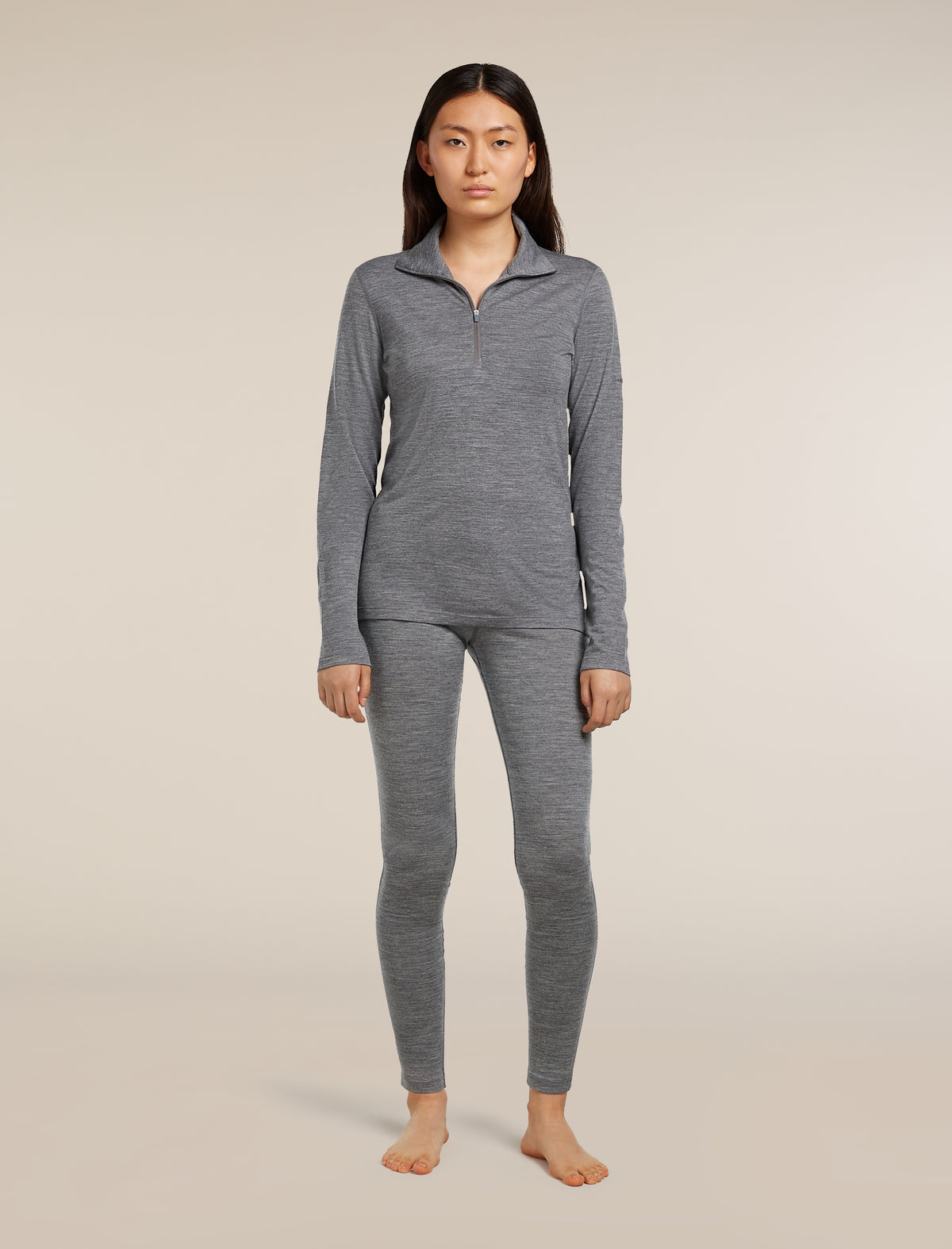 Women's Merino 200 Oasis Long Sleeve Half Zip Thermal Top Gritstone Heather - 3