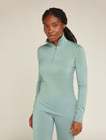 Women's Merino 200 Oasis Long Sleeve Half Zip Thermal Top Moss - 1