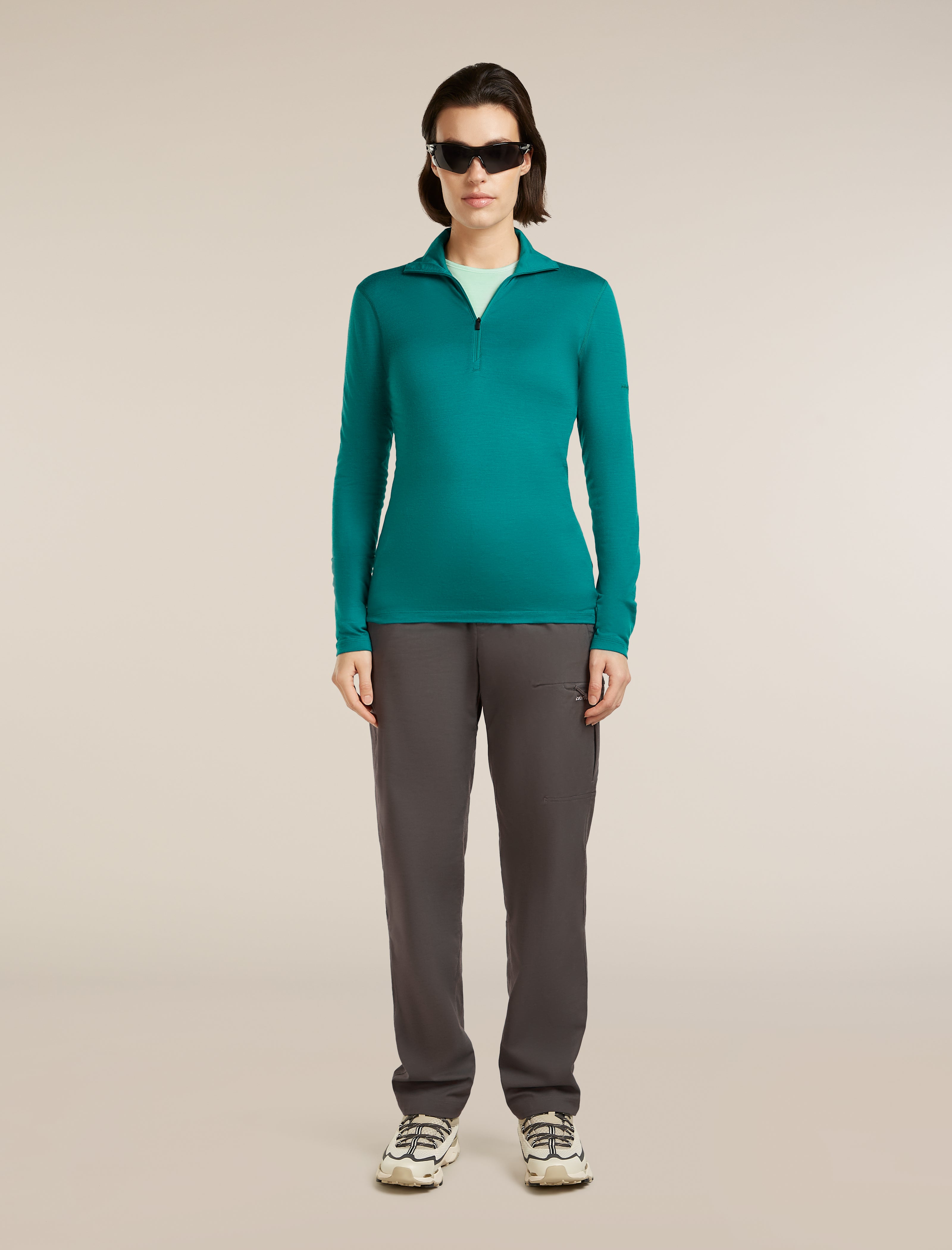 Women Merino 200 Oasis Long Sleeve Half Zip| icebreaker Tidal Teal
