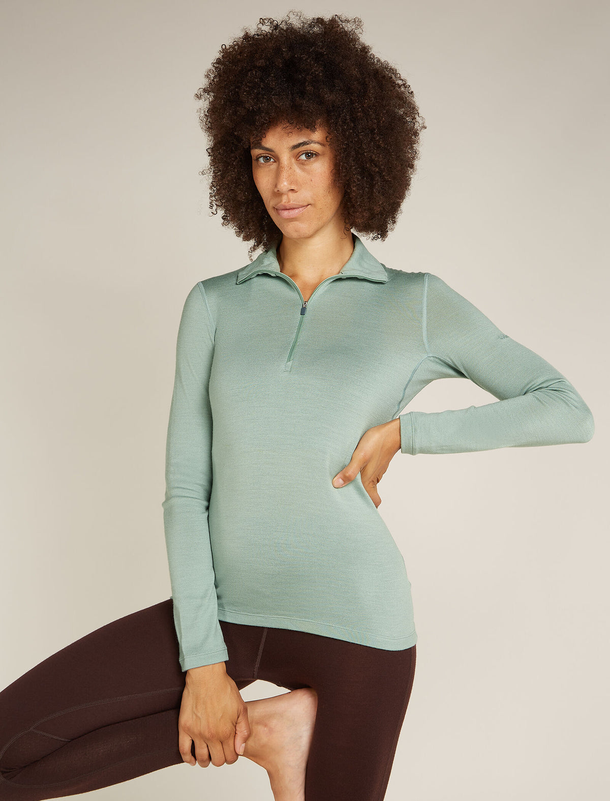Women's Merino 260 Tech Long Sleeve Half Zip Thermal Top Moss - 1