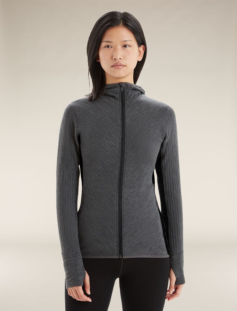 Icebreaker Bodyfit Zone Manches Longues Femme - M, Laine Mérinos, Bleu Marine