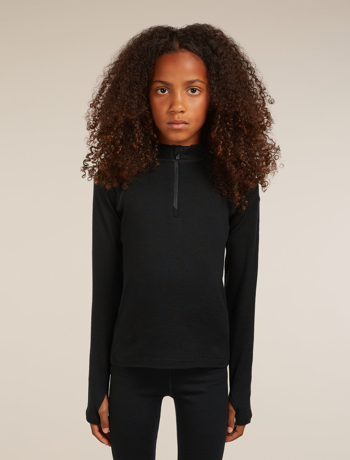 Kids’ Merino 260 Tech Long Sleeve Half Zip Thermal Top Black - 1