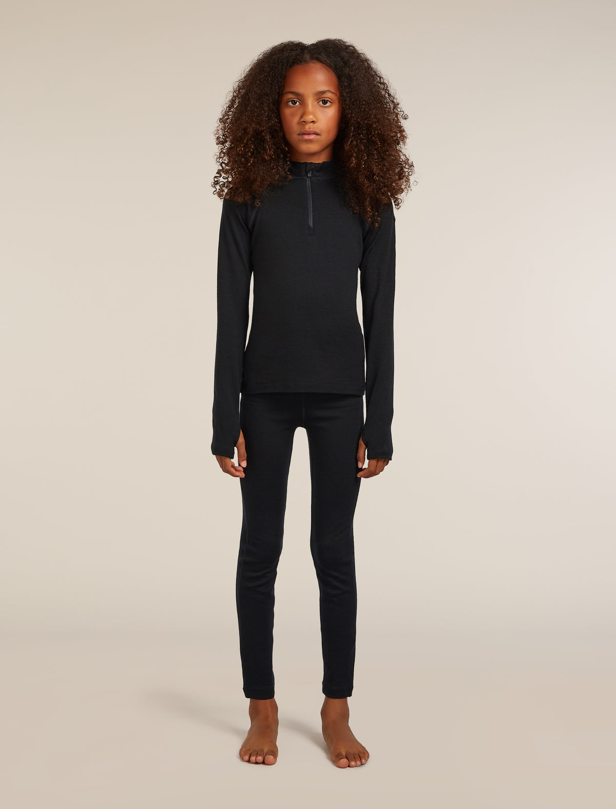 Kids’ Merino 260 Tech Long Sleeve Half Zip Thermal Top Black - 1