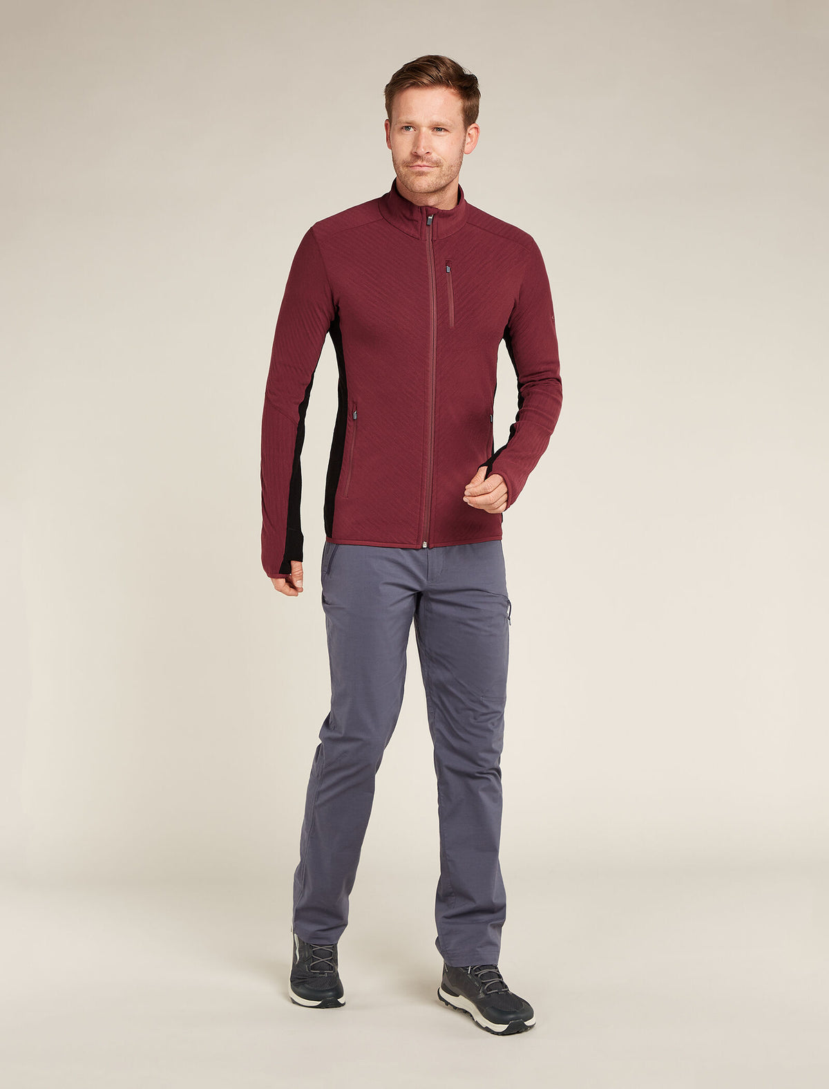 Men's Descender Long Sleeve Zip Jacket Port/Black - 3