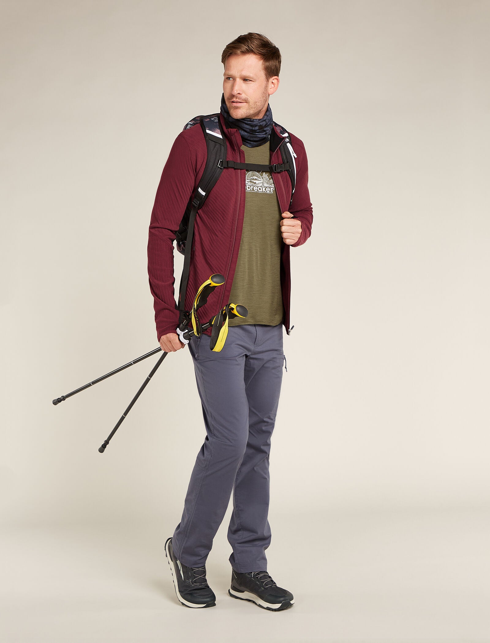 icebreaker ZIP ジャケット Icebreaker Jacket GT Full Zip Men's Size M New Zealand Merino Blue