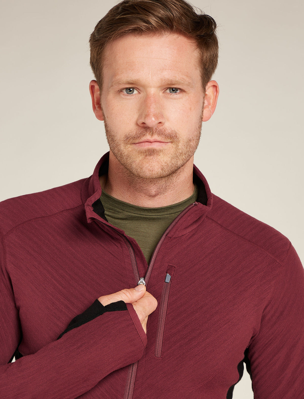 Men's Descender Long Sleeve Zip Jacket Port/Black - 8