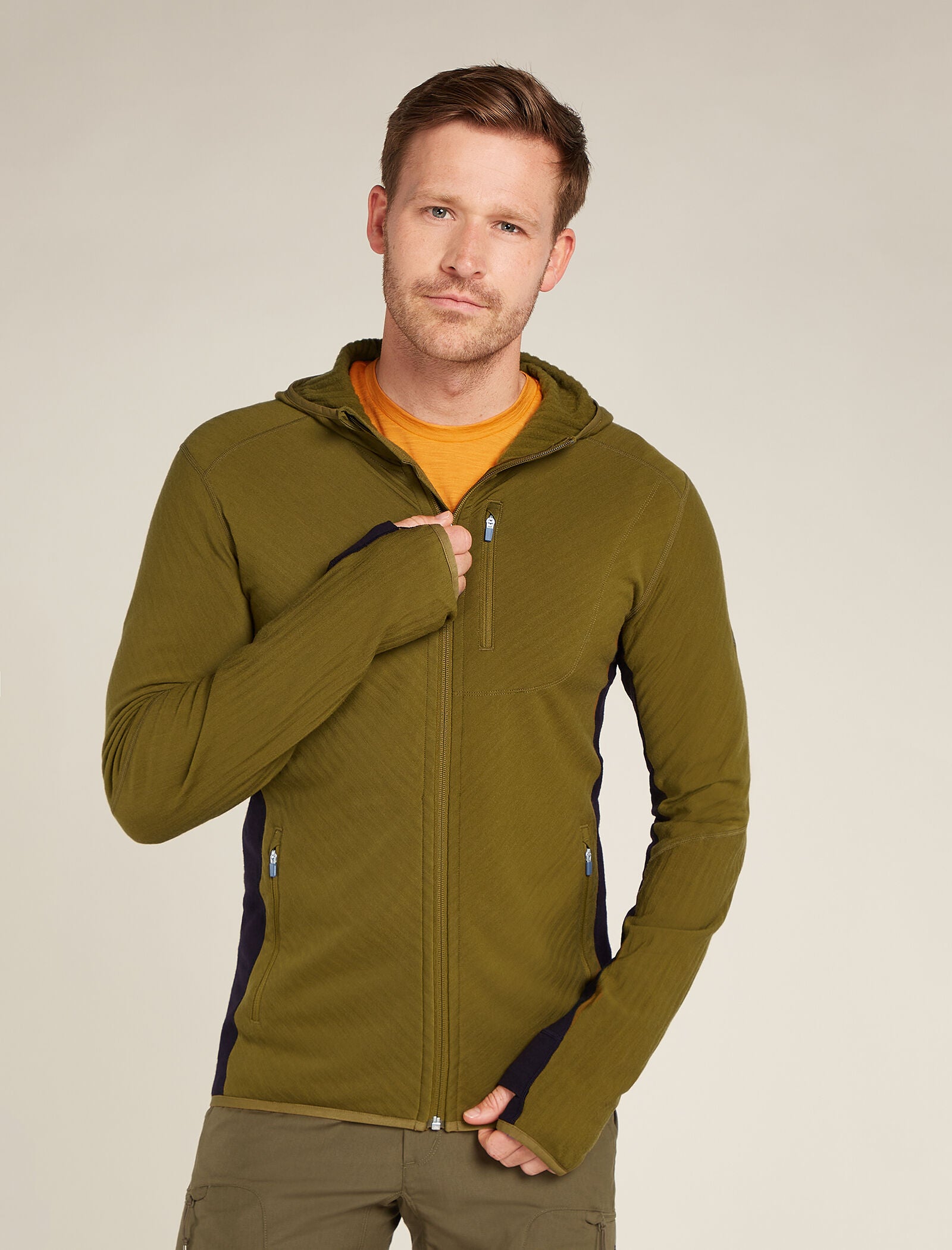 Men's Merino Blend Descender Long Sleeve Zip Hoodie| icebreaker