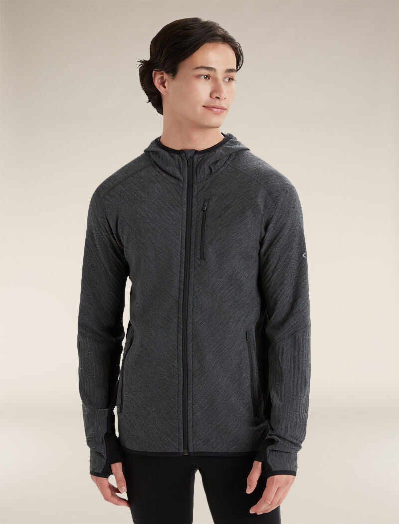 Men's Descender Long Sleeve Zip Hoodie Jet Heather/Black - 1