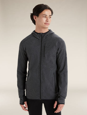 Men's Merino Blend Descender Long Sleeve Zip Hoodie| icebreaker