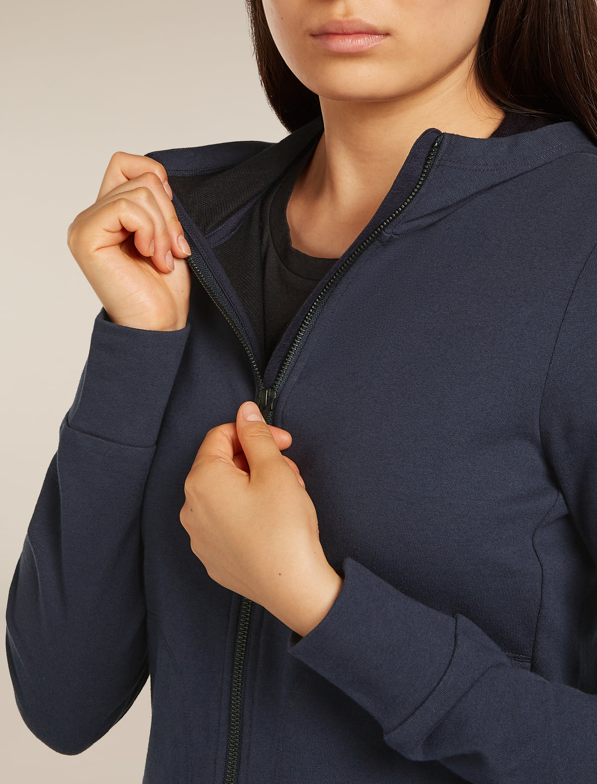 Women's Central Classic Long Sleeve Zip Hoodie Midnight Navy - 5