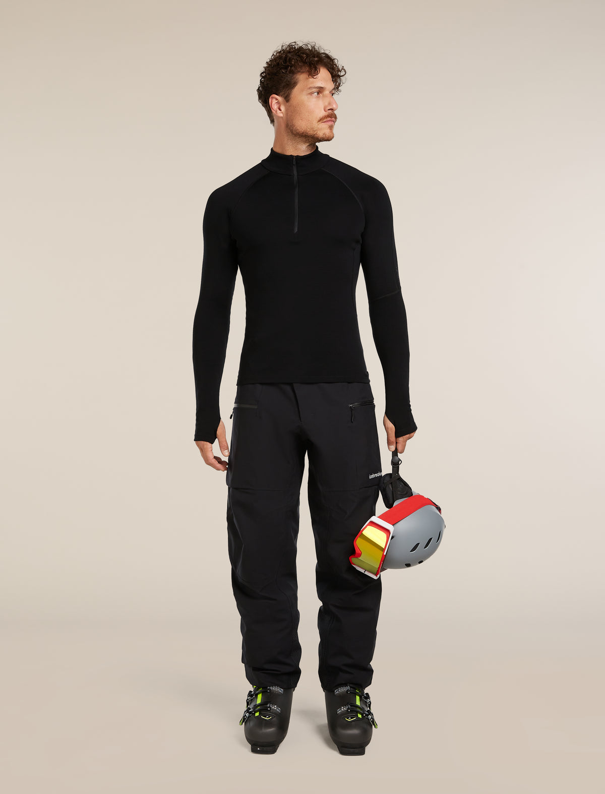 Men's 300 MerinoFine™ Polar Long Sleeve Half Zip Thermal Top Black - 4