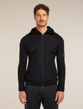 Men's Merino Blend Quantum Hybrid Long Sleeve Zip Hoodie Black - 1