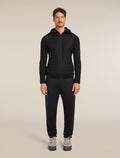Men's Merino Blend Quantum Hybrid Long Sleeve Zip Hoodie Black - 2