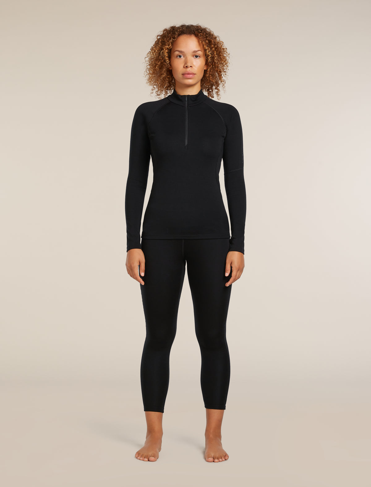 Women's 300 MerinoFine™ Polar Long Sleeve Half Zip Thermal Top Black - 3