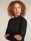 Women's 300 MerinoFine™ Polar Long Sleeve Half Zip Thermal Top Black - 5