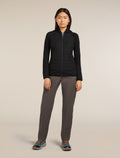 Women's Merino Blend Quantum Hybrid Long Sleeve Zip Hoodie Black - 3