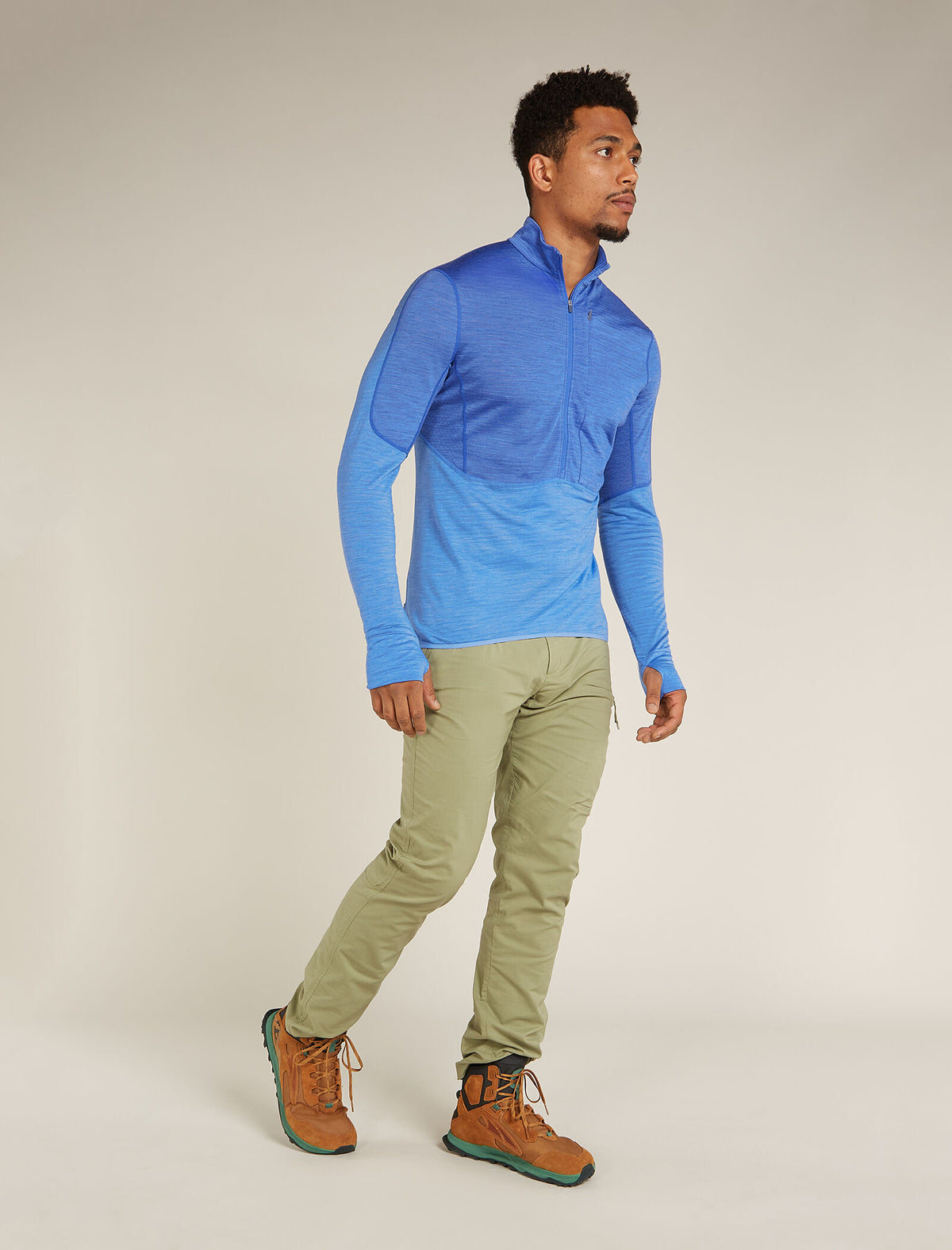 Men's Merino Blend 200 Realfleece™ Descender Long Sleeve Half Zip Top Brillant/Baja - 3