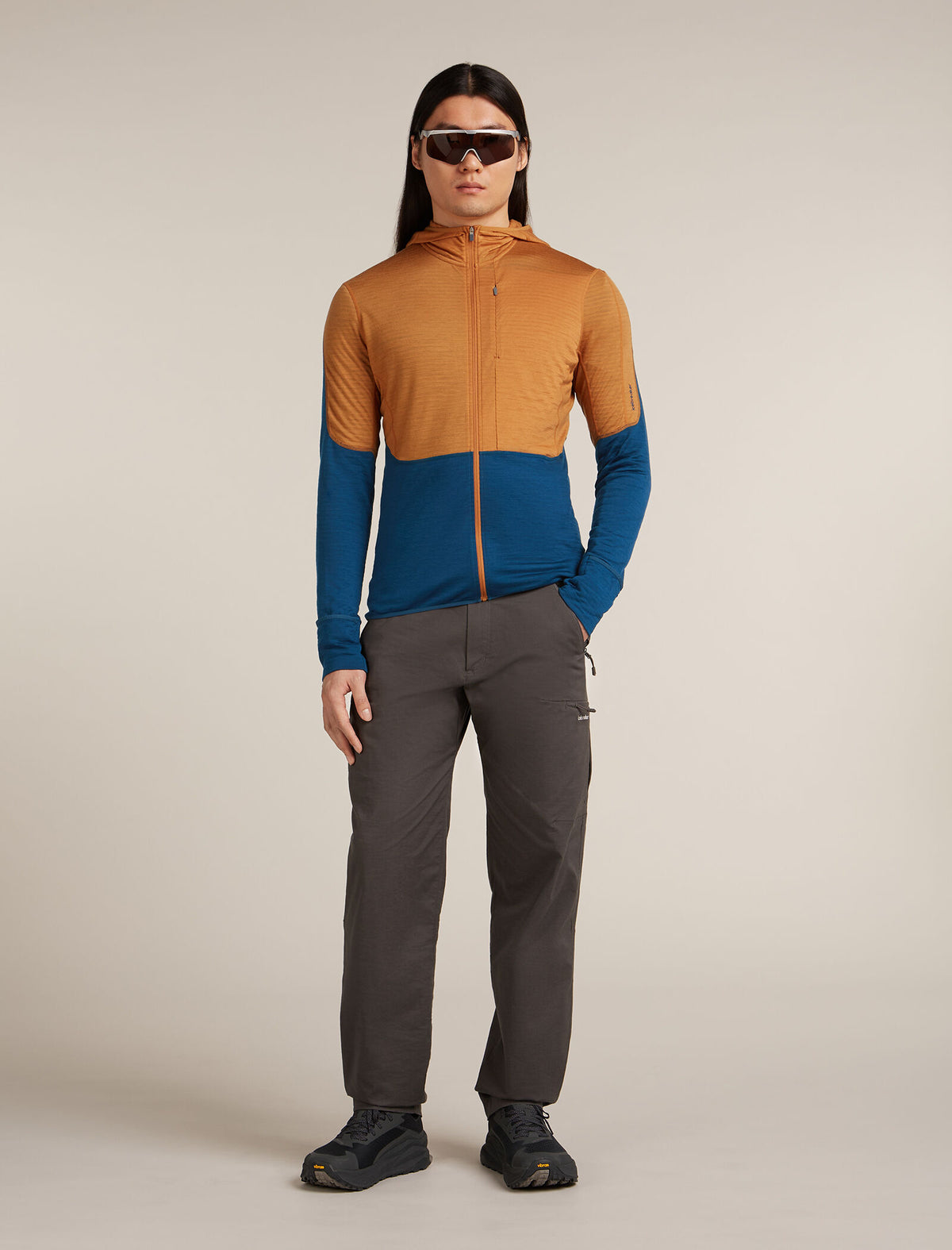 Men's Merino Blend 200 Realfleece™ Descender Long Sleeve Zip Hoodie Trail/Atlantis - 4