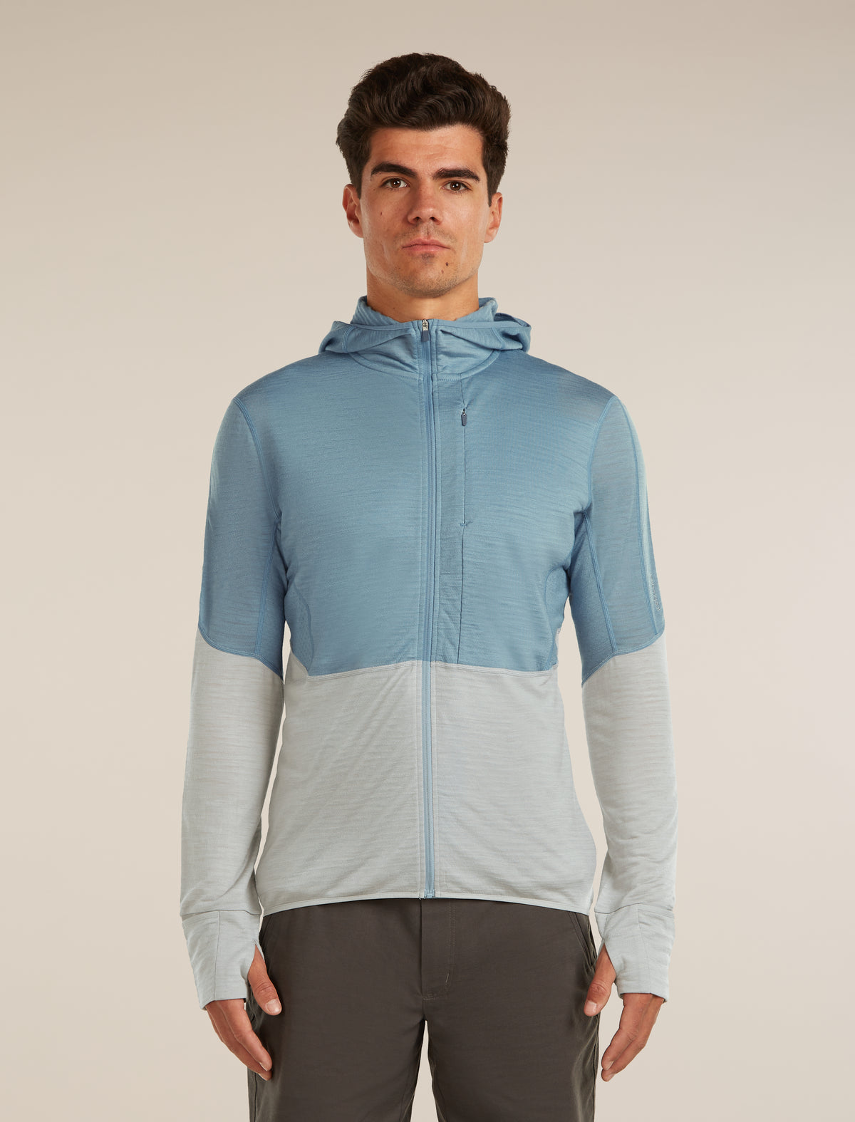 Men's Merino Blend 200 RealFleece™ Descender Long Sleeve Zip Hoodie Flint Blue/Proto Grey - 1