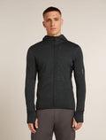 Men's Merino Blend 200 Realfleece™ Descender Long Sleeve Zip Hoodie Jet Heather/Black - 1