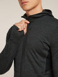 Men's Merino Blend 200 Realfleece™ Descender Long Sleeve Zip Hoodie Jet Heather/Black - 6