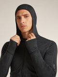 Men's Merino Blend 200 Realfleece™ Descender Long Sleeve Zip Hoodie Jet Heather/Black - 8