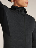 Men's Merino Blend 200 Realfleece™ Descender Long Sleeve Zip Hoodie Jet Heather/Black - 9