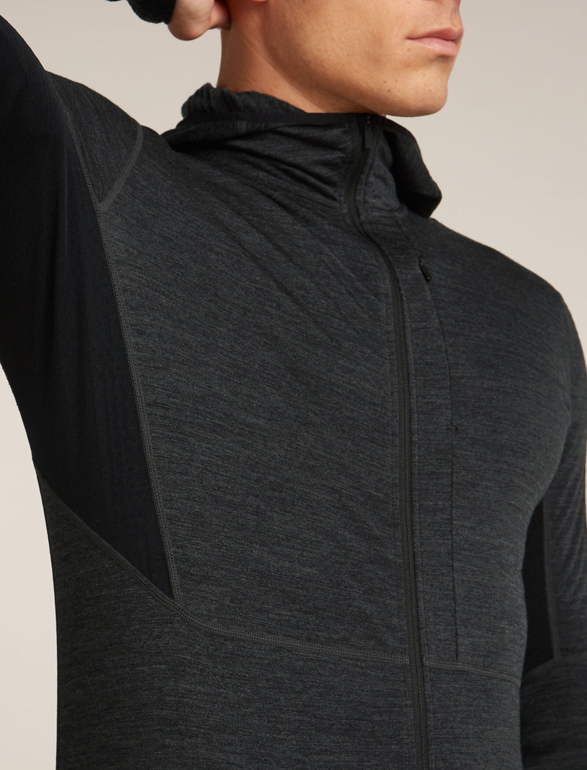 Men's Merino Blend 200 Realfleece™ Descender Long Sleeve Zip Hoodie Jet Heather/Black - 9