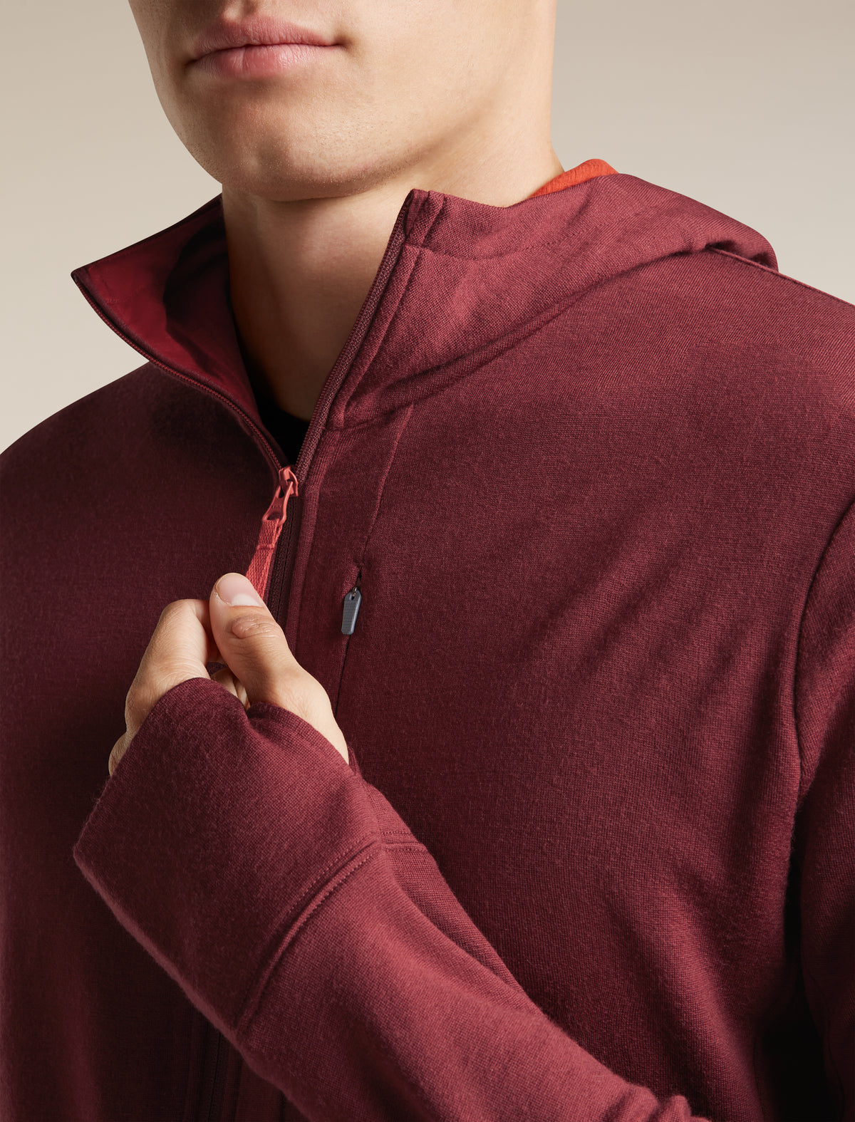 Men's Merino 260 Quantum Long Sleeve Zip Hoodie Port/Agate - 6