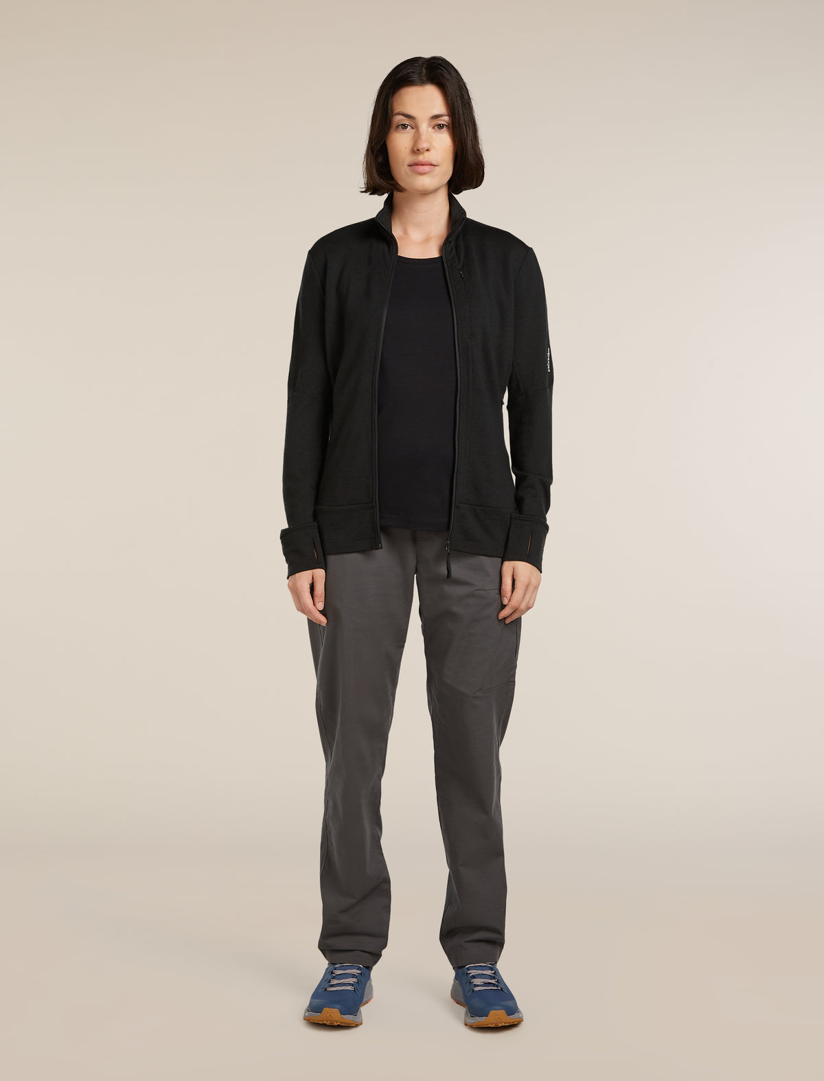 Women's Merino 260 Quantum Long Sleeve Zip Jacket Black - 1