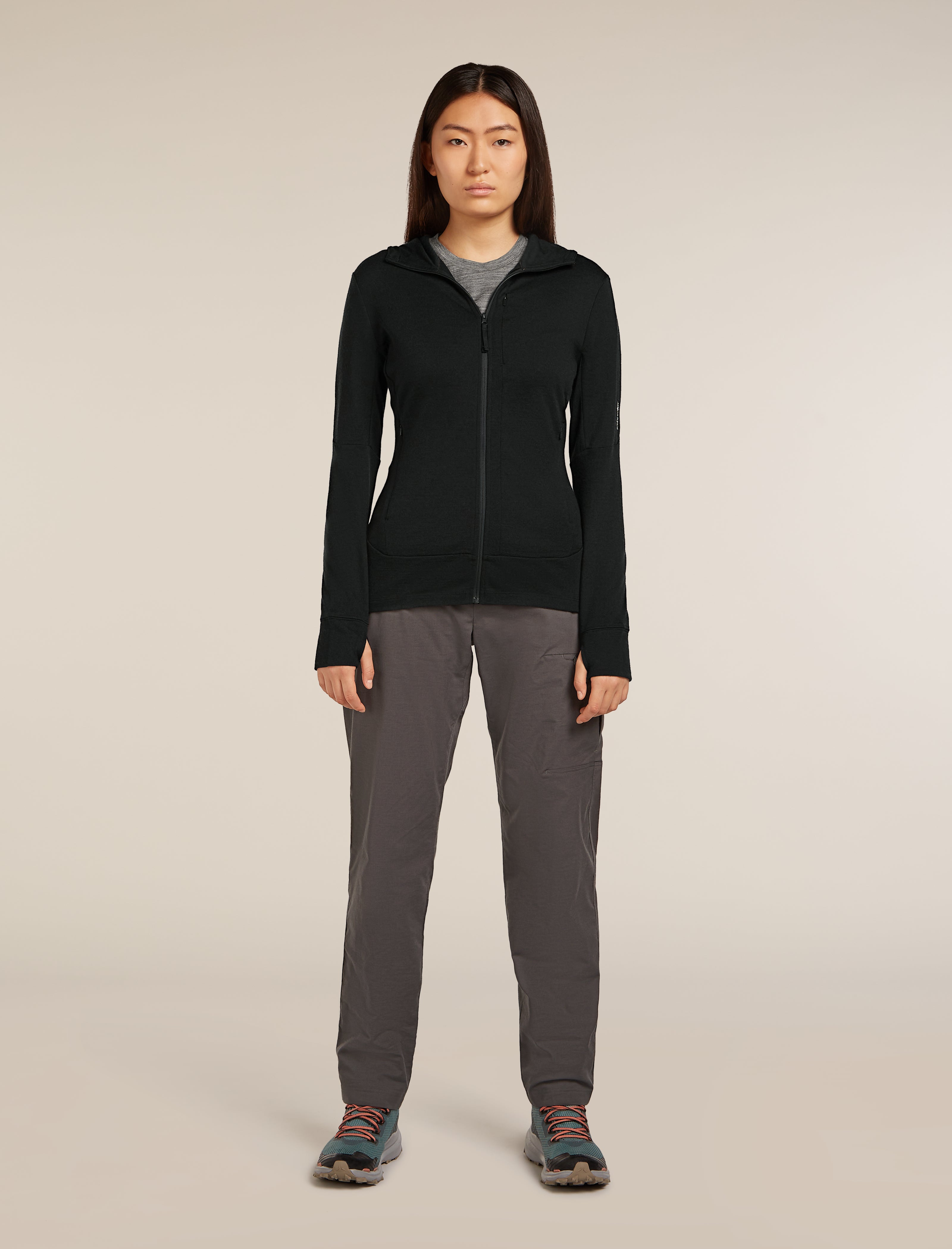 Women's Merino 260 Quantum Long Sleeve Zip Hoodie| icebreaker Black