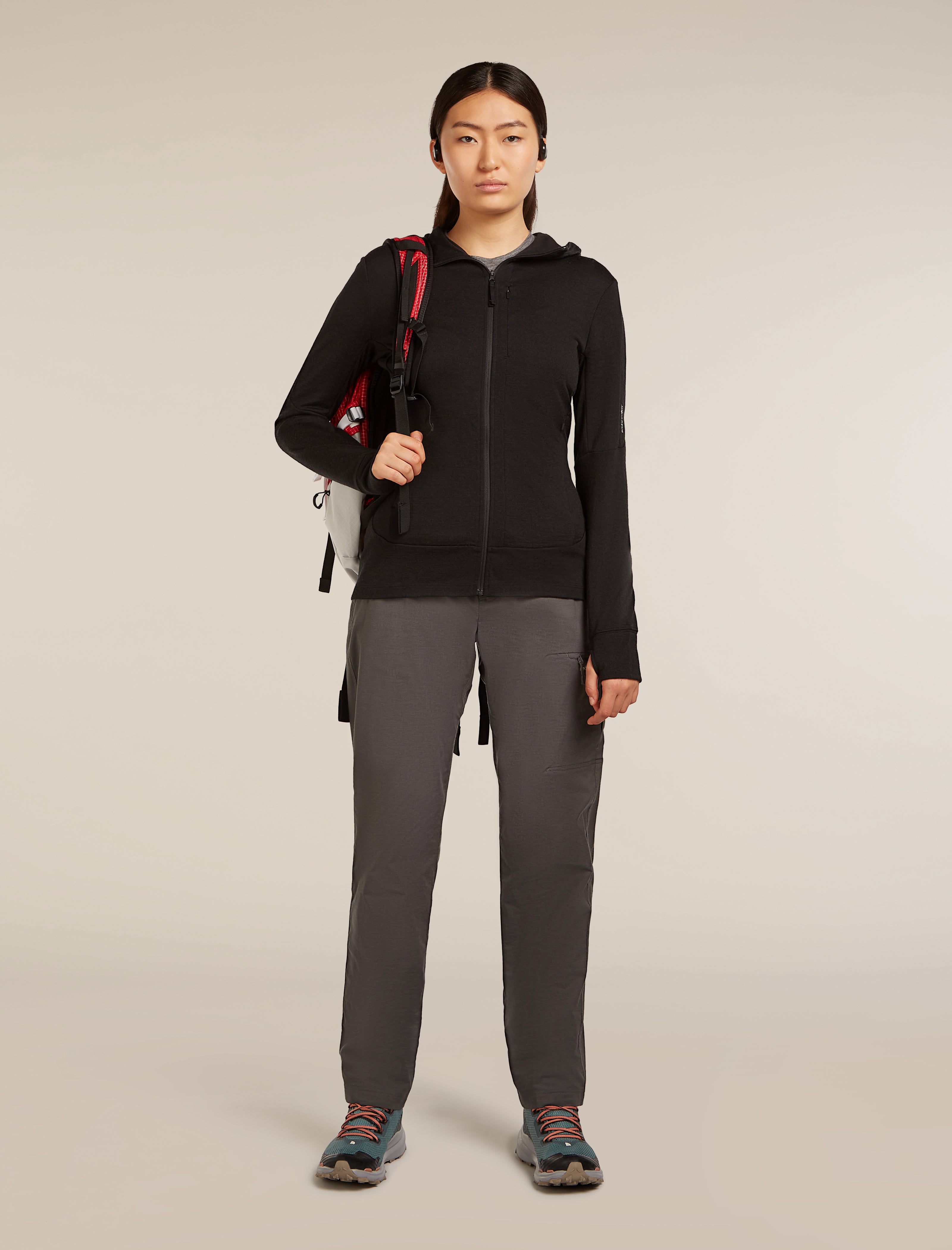 Women's Merino 260 Quantum Long Sleeve Zip Hoodie| icebreaker Black