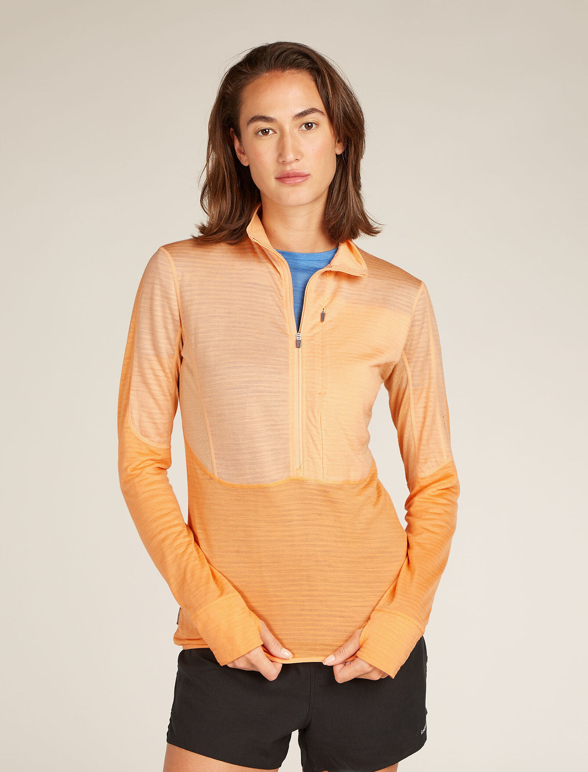 Women's Merino Blend 200 Realfleece™ Descender Long Sleeve Half Zip Top Sunston/Feldspar - 1