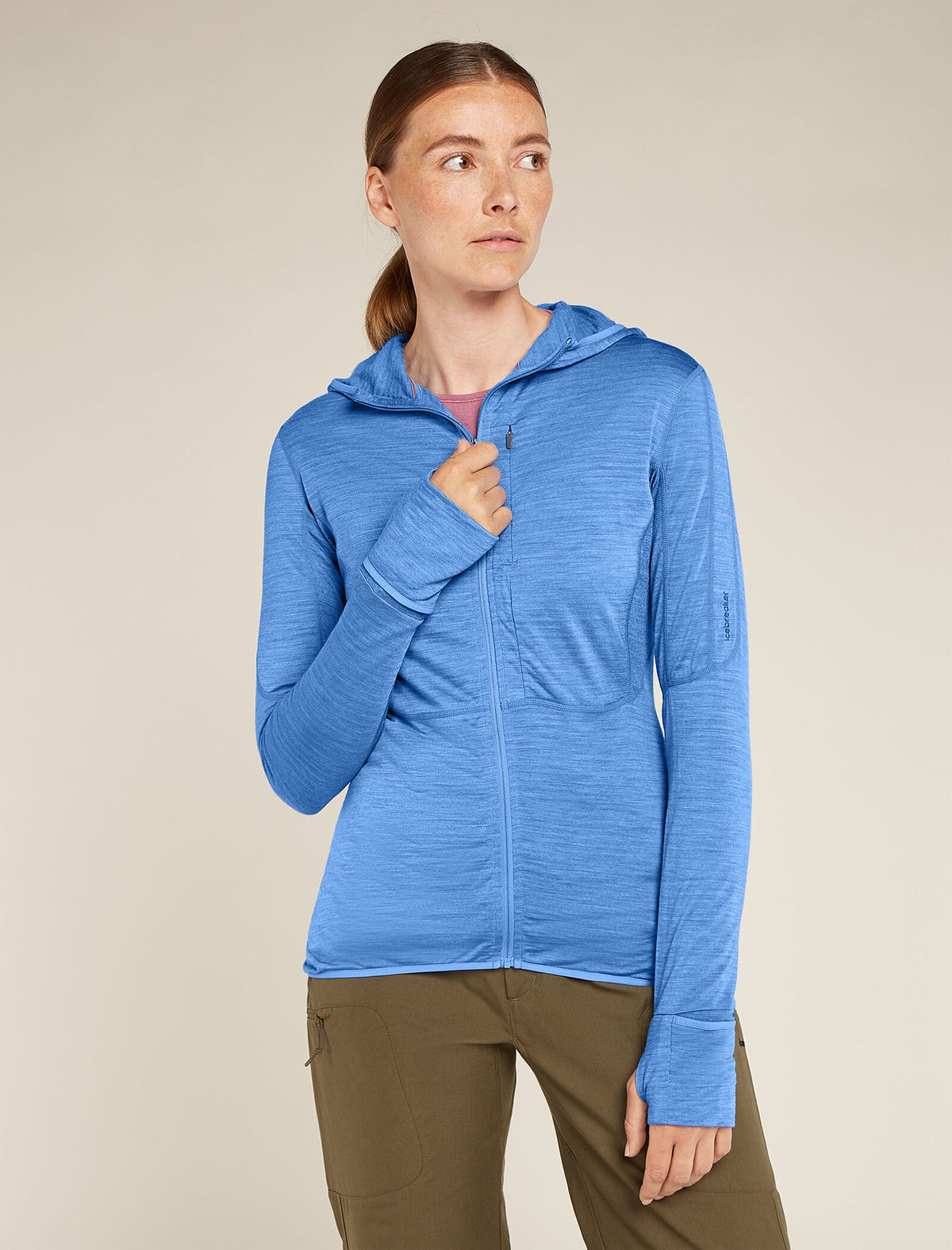 Women's Merino Blend 200 Realfleece™ Descender Long Sleeve Zip Hoodie Baja - 1