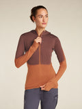 Women's Merino Blend 200 Realfleece™ Descender Long Sleeve Zip Hoodie Dusty clay/carob - 1