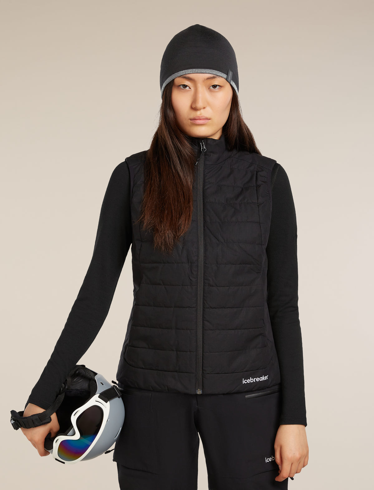 icebreaker Unisex Merino 200 Pocket Hat Black/Gritstone Heather MEN$WOMEN - 13