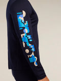 Men's Merino 200 Oasis Long Sleeve Crewe Ikon Pass Midnight Navy - 3